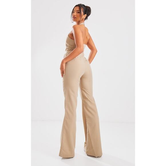 PrettyLittleThing Taupe Halterneck Vest Jumpsuit Size 4 - Picture 2 of 8